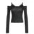 Animal Patterns Lace Strappy T-shirt Off Shoulder Fitted Cropped Top Y2k Long Sleeve Tee Street Outfits