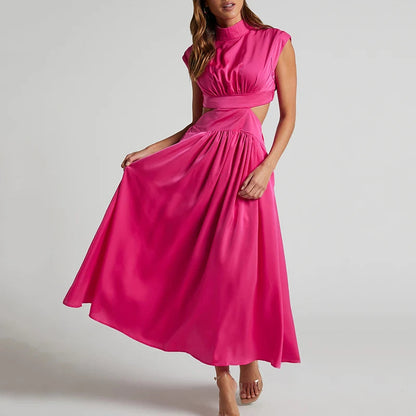 Cut Out Party Long Dress Summer Robe Loose Sleeveless Dress Aline Open Waist Y2k Dresses