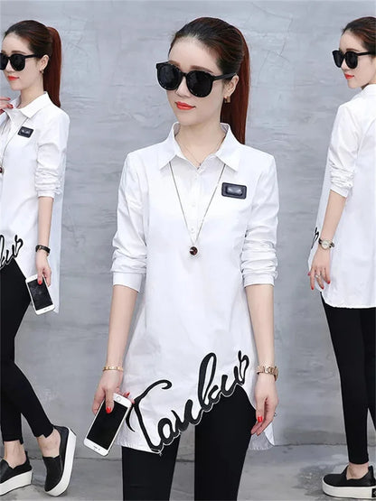 Shirts Long Sleeve Blouse ’s Embroidery Shirt Spring Wild Blouses Clothing Df2435