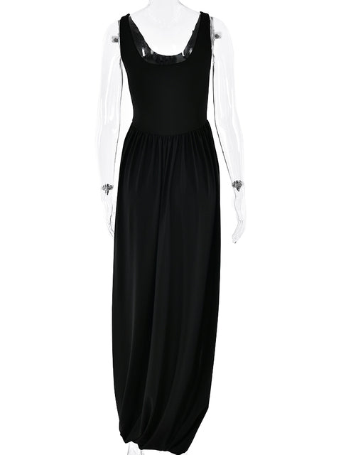 Sleeveless Elastic Tight Long Dress Fluffy Skirt Split Backless Evening Dress Slim Party Vacation Vestidos