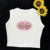 American Basic Round Neck Pullover Letter Print Knit Short Sleeve T-shirt Spice Summer Slim-fit Crop Top