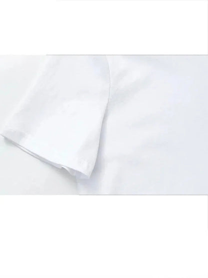 Summer Basic Round Neck Cotton Tshirt Set Short Sleeves Top Female Loose Laceup Straight Leg Pants