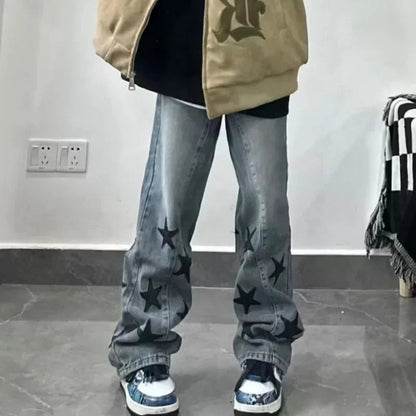 Star Y2k Jeans Acubi Harajuku Baggy Grunge Denim Pants Korean Trousers Aesthetic