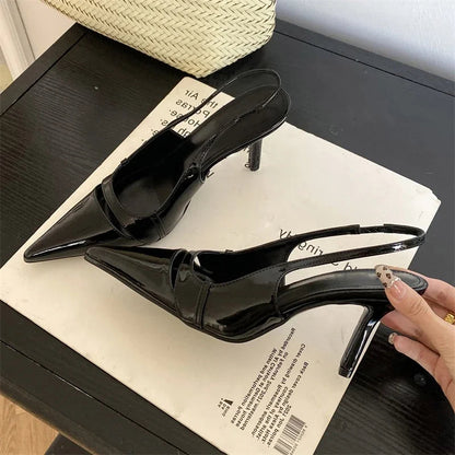 Design Hollow Out Pointed Toe Pumps Street Style Thin Low Heels Street Style Stripper Sandals Shoes