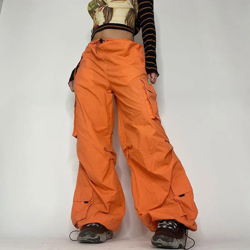 Street Big Pocket Cargo Pants Loose Drawstring Trouser Female Sweatpant Autumn Y2k Pants