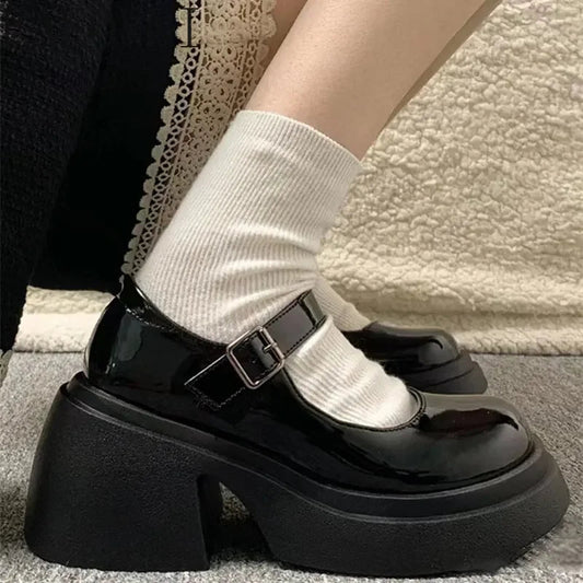 Platform Mary Jane Shoes New Shoes Thick Heels Street Lolita Shoes Round Toe Ankle Strap Pumps