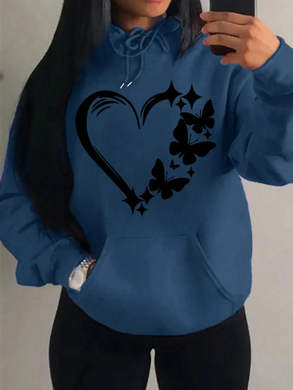 Combination of Love and Butterfly Pattern Sweater Hip Hop Street Hoodies Pocket Clothes Multicolor Hoody