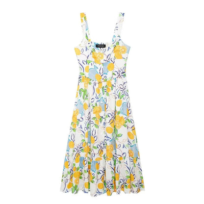 Marcelle - Lemon Printed Midi Dress