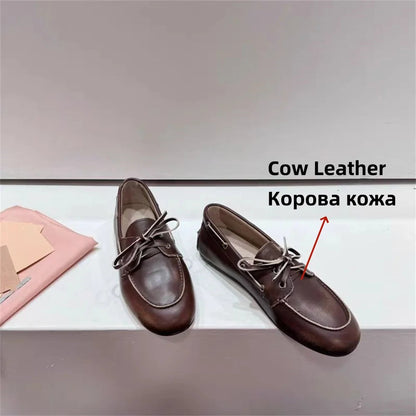 Ins Genuine Leather Flats Shoes Loafers Trend Suede Loafers British Style Flat Single Shoes