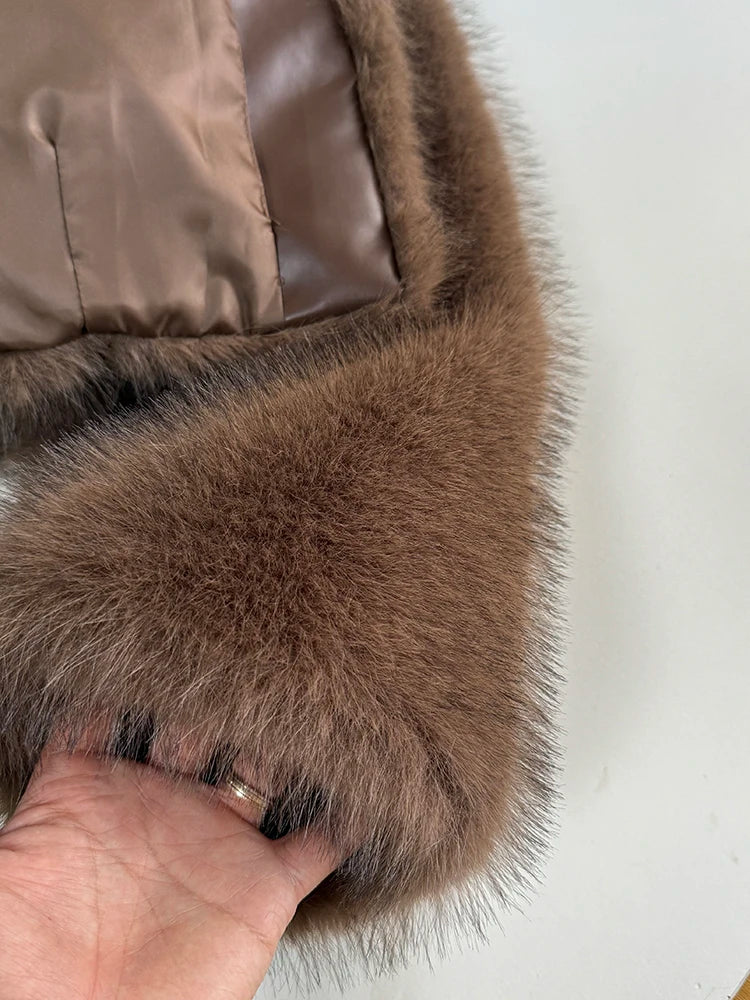 Brand Icon Kendall Jenner Brown Gradient Faux Fur Jacket Winter New Cropped Fox Fur Coat