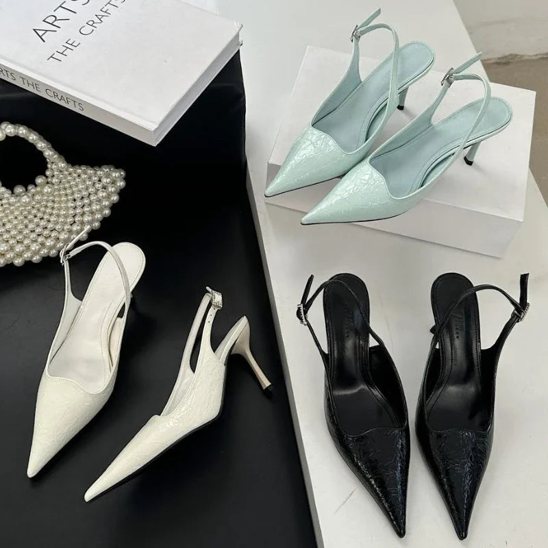 New Pointed Toe Thin High Heels Slingbacks Office Shoes Sandals Footwear Zapatos De Mujer