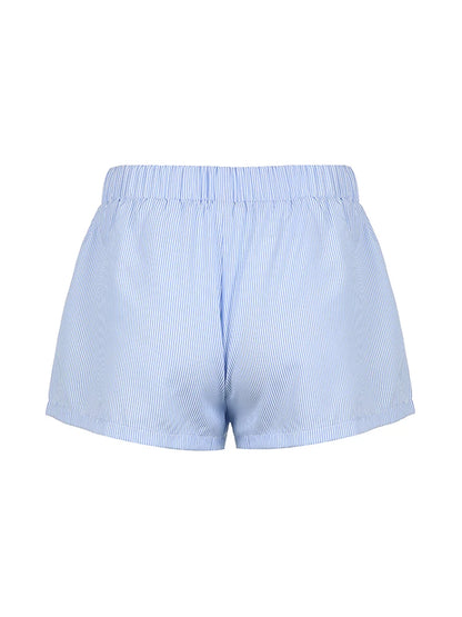 Loose Stripe Button Details Summer Shorts Vacation Beach Outfits