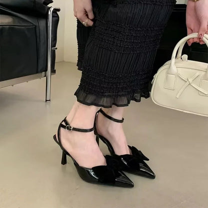 Sweet Velvet Leather Ankle Strap Buckle Sandals Summer Heels Diagonal Heels Sandals Shoes for