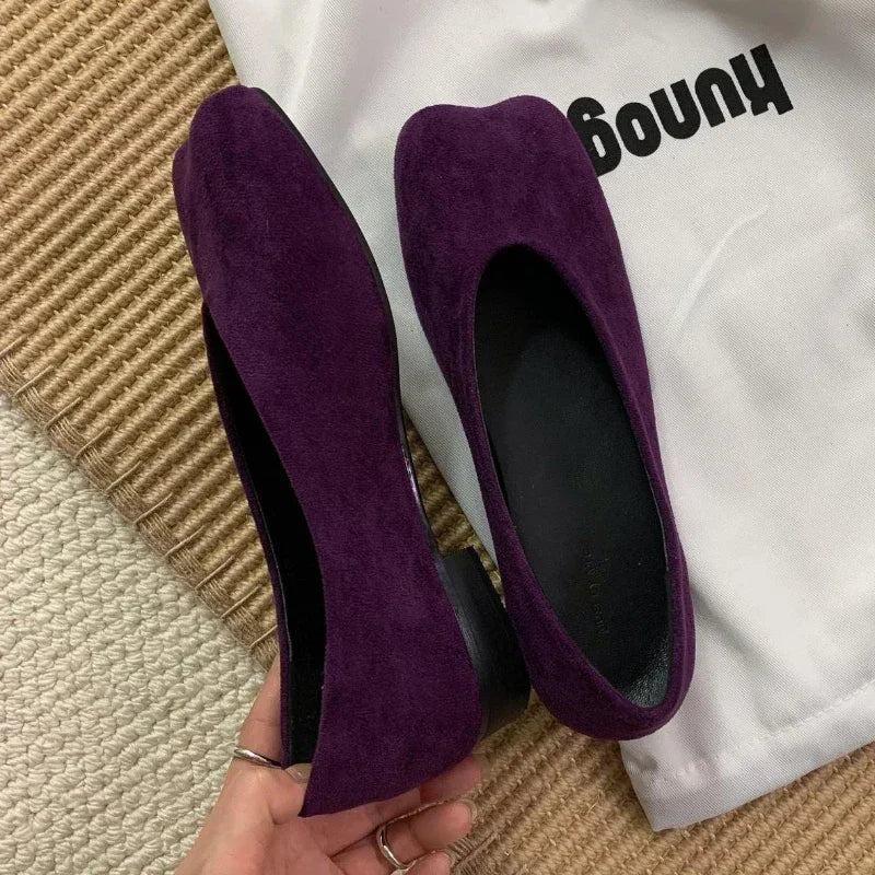 Retro Flat Shoes for Suede Spring Designer Loafer Shoe Shallow Comfort Ballet Mules Pumps Zapatos Mujer