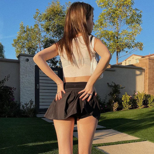 Y2k European and American ’s Summer Color High Waisted Lining Wrapped Hip Skirt Temperament Short Skirt