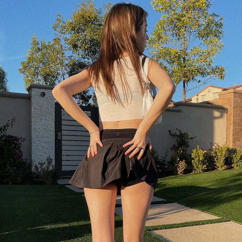 Y2k European and American ’s Summer Color High Waisted Lining Wrapped Hip Skirt Temperament Short Skirt