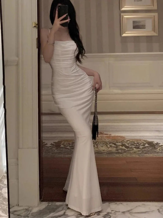 Bodycon Mermaid Long Dresses Summer New Strap Evening Party Runway Prom Robe Korean Vestidos Mujer