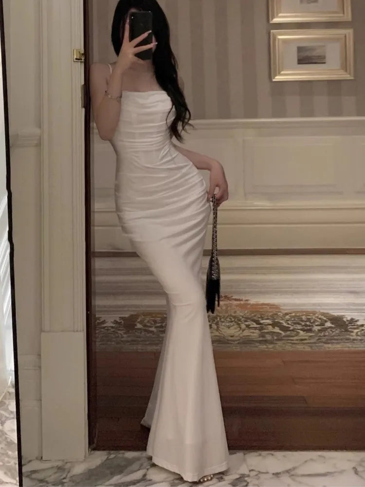 Bodycon Mermaid Long Dresses Summer New Strap Evening Party Runway Prom Robe Korean Vestidos Mujer