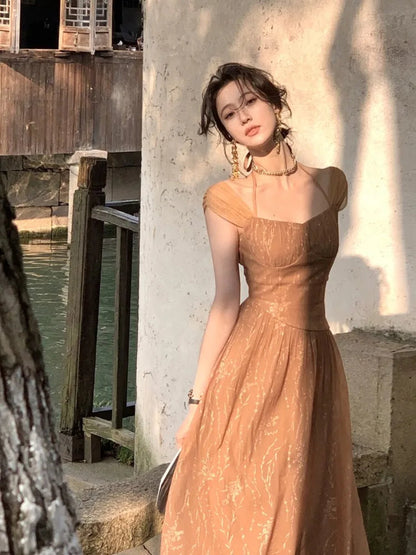 Midi Dress for Summer New Prom Evening Party Vestidos Female Clothing Office Dresses