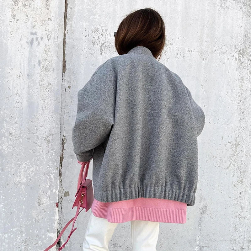 Woolen Jackets Coat for Stand Collar Single Breasted Jackets Winter Coat Warm Clohing