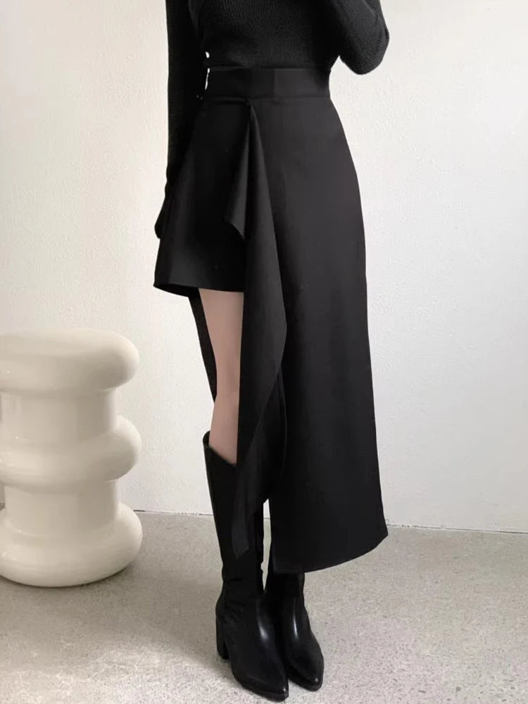 Retro Western Style Irregular Half Length Spring Autumn New Design Sense High Waist Versatile Skirts