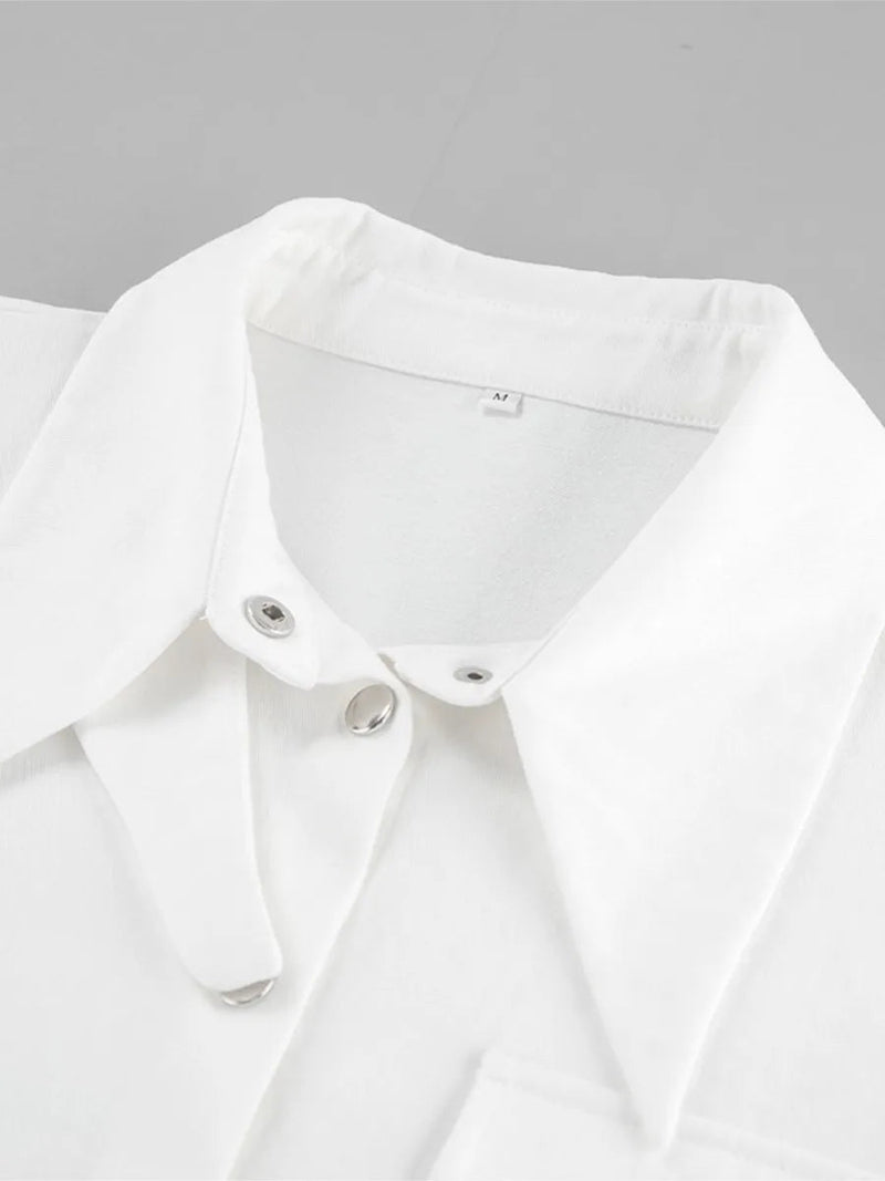 White Shirts for Autumn New Single Breasted Long Sleeve Loose Blouse Lapel Collar Blouses