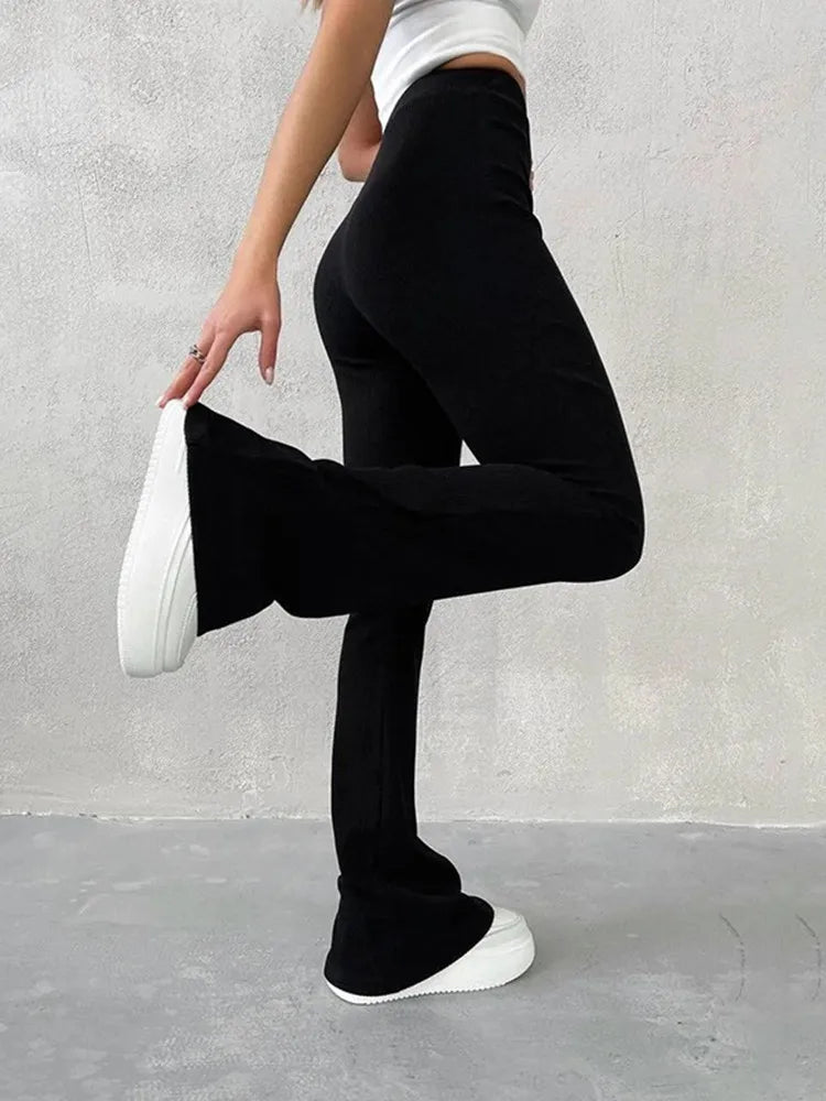 High-waisted Long Micro Flare Y2k Pants Trousers Color High Waist Slim Clothes Sweatpants