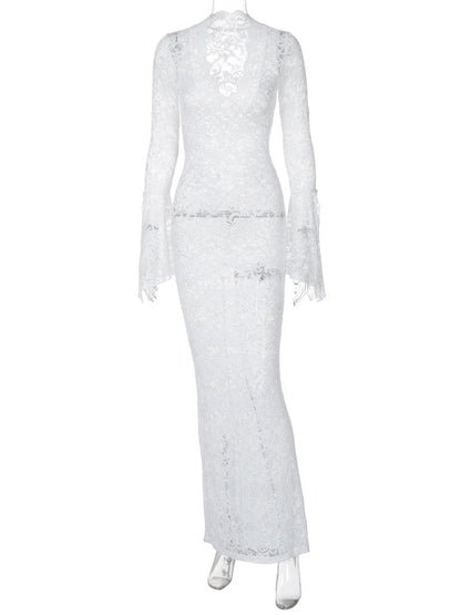 Mesh Flare Sleeve Maxi Dress