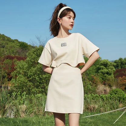 Dress Letter T-shirt Color New Summer Short Suit Two-piece Set