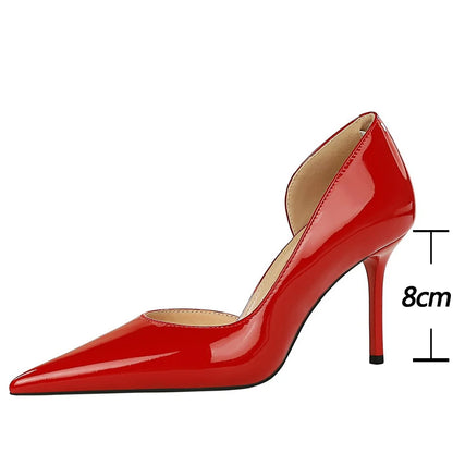 Shoes 8 Cm Heels Patent Leather Woman Pumps Stilettos Lady Shoes Party Shoes High Heels 43