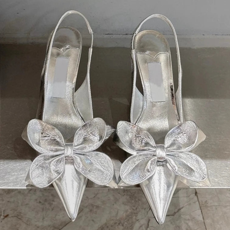 Spring Summer New High Heel Bow Pointed Toe Stiletto Sandals Shoes