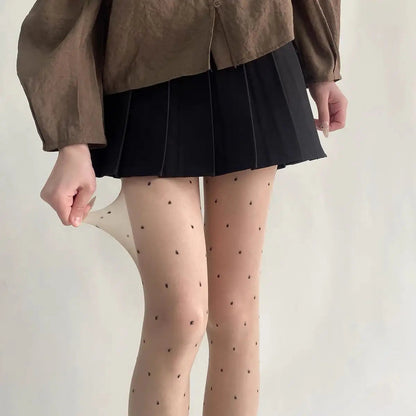 Purple Polka Dot Silk Socks Y2k Stockings Spring/summer Thin Thigh High Socks Transparency Black Tights Pantyhose