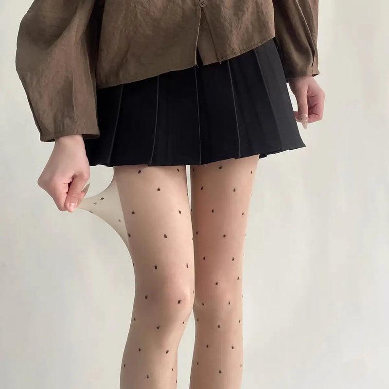 Purple Polka Dot Silk Socks Y2k Stockings Spring/summer Thin Thigh High Socks Transparency Black Tights Pantyhose