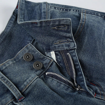 Button-up Denim Pants Street Style Low Rise Baggy Straight Jeans for Y2k Aesthetic Loose Denim Trouser 90s
