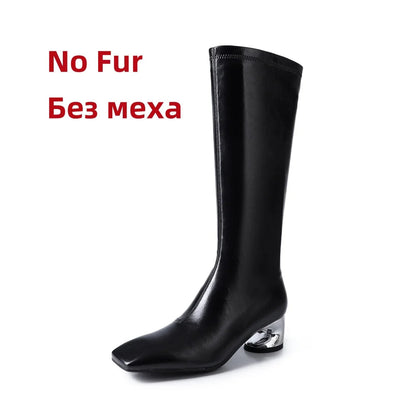 New High Heels Simple Style Warm Autumn Winter Slim Long Shoes Woman Thigh High Knight Boots