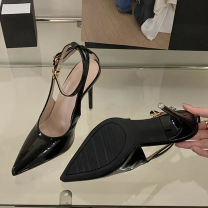 Pointed Toe Ankle Strap High Heels Party Shallow Designer Brand Shoes Summer Backless Stripper Shoes