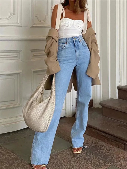 Jeans Bottom Straight Leg Baggy Jeans Fall Boyfriend Long Trousers High Waist Denim Pants