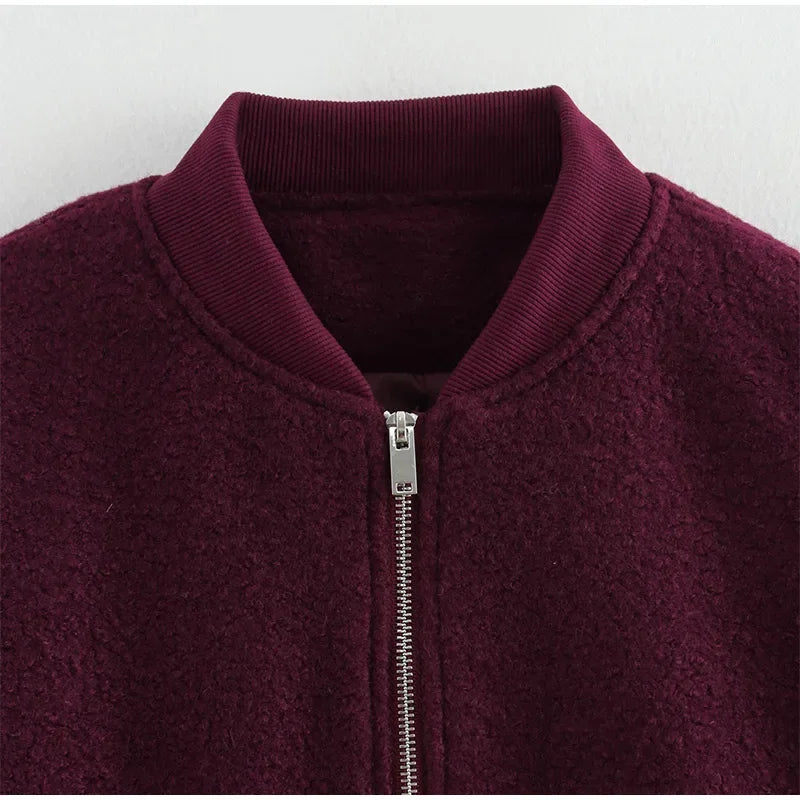Zipper Long Sleeve O-neck Coat for Spring New Loose Female Jacket Outwear Top High Street