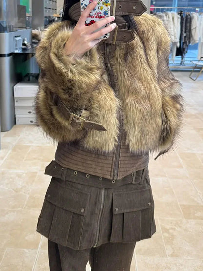 American Retro Oversized Detachable Pants Clothing Autumn and Winter New Spicy Girl Fake Two Piece Spliced Flare Pants