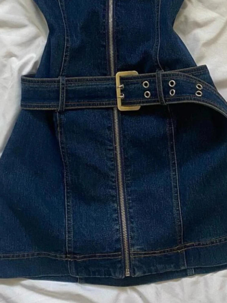 Y2k Denim Dresses Spring Summer American Retro Mini Dress Vestidos Mujer