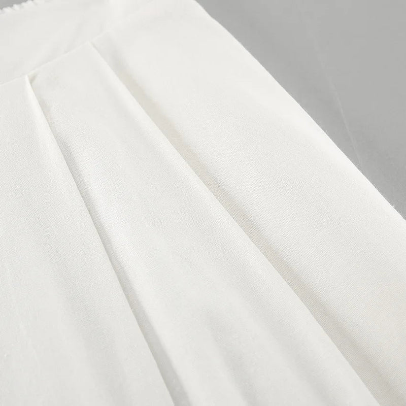White Simple Wide Leg Pants Sets Summer New Off Shoulder Sleeveless Tube Tops Pants 2 Piece Set