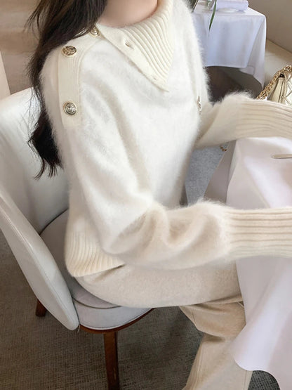 Korean Turtleneck Sweater Long Sleeve Slim Pure Color Knitted Pullover Office Lady Outwear Jumpers
