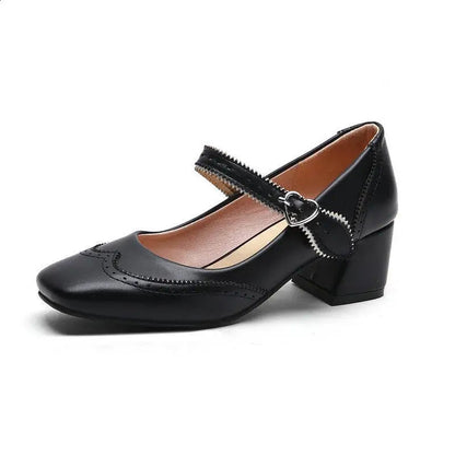 Slimming Shoes Heels Square Toe Sandals Pump Shallow Mouth Mary Jane Allmatch Comfortable Spring Latest