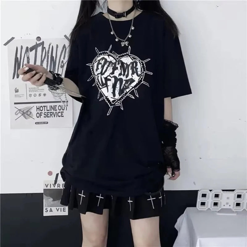 Gothic Print Black T-shirt