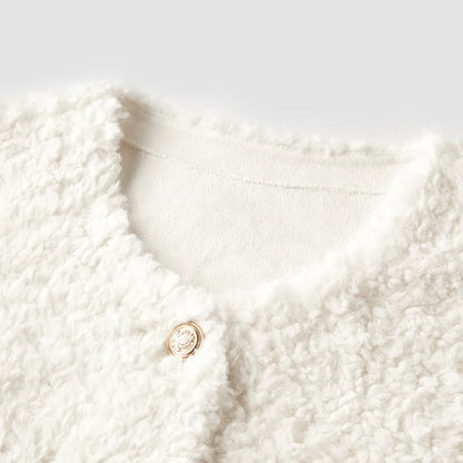 Coat Short Round Neck Slim Fit Winter New Imitation Lamb Wool Jacket