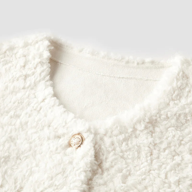 Coat Short Round Neck Slim Fit Winter New Imitation Lamb Wool Jacket