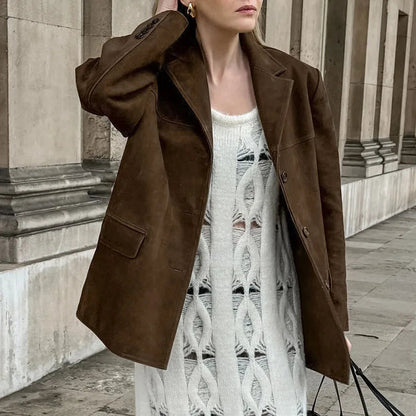 Turn Down Collar Suit Jacket for Long Sleeve Single Breasted Female Coats Autumn Office Suits