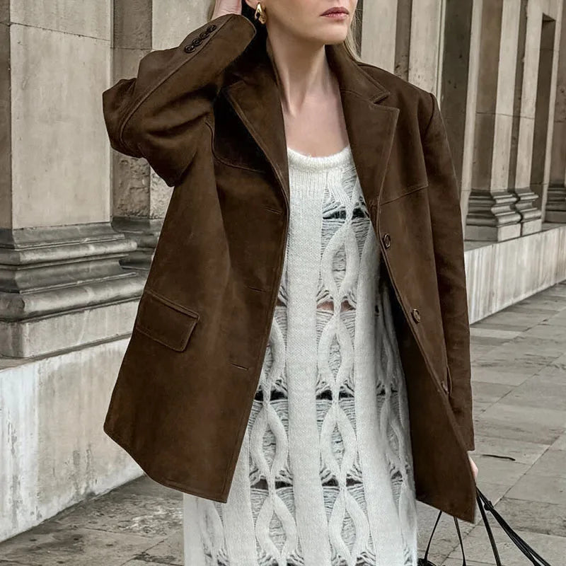 Turn Down Collar Suit Jacket for Long Sleeve Single Breasted Female Coats Autumn Office Suits