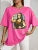 Playing Pranks on Mona Lisa Fitness Print T Shirt Oversized T-shirt Short Sleeve Cotton Loose Tshirt