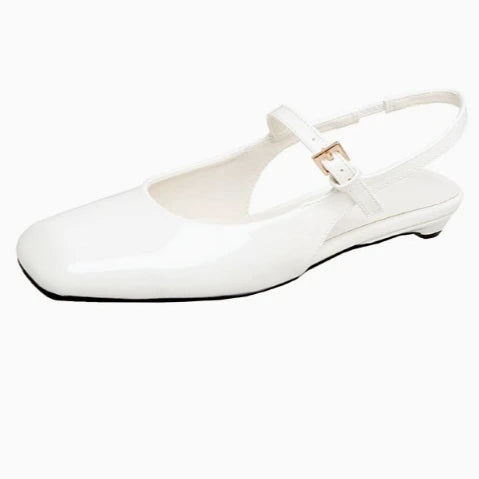 French Bag Head Mary Jane Sandals Oneword Buckle Belt Rear Empty Flatsoled Temperament Single Shoes